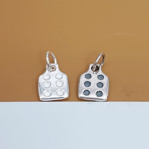 4 Sterling Silver Dice Charms, 925 Silver Dice Charm, Number Six Charm, Divination Charm, Bracelet Charm, Necklace Charm, Jewelry Making