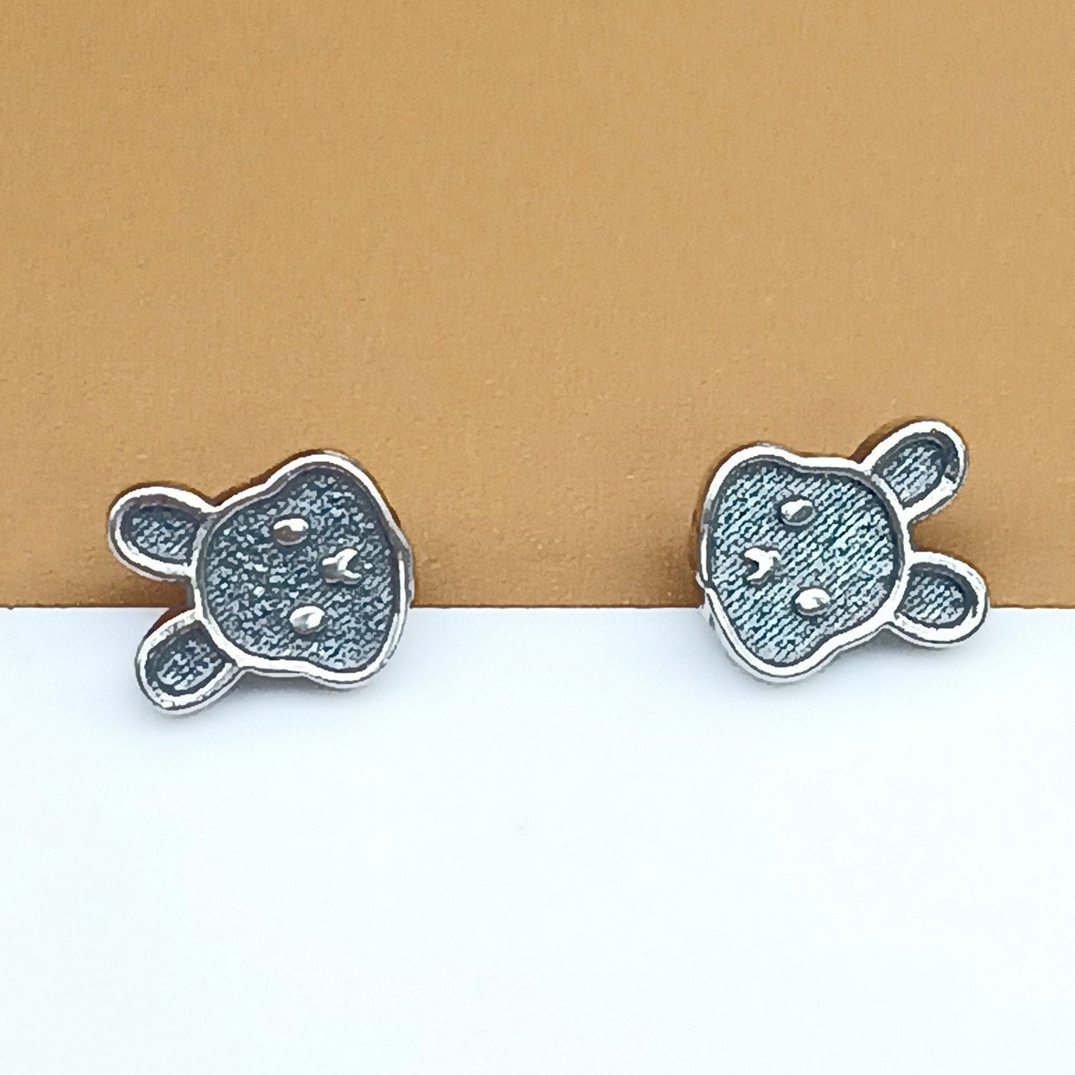 10 Sterling Silver Rabbit Button Beads, 925 Silver Bunny Button, Rabbit ...