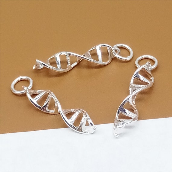 2 Sterling Silver DNA Charms, Double Helix Charms, 925 Silver DNA Charms, Bracelet Charm, Necklace Charm, Earring Charm