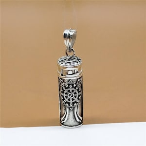 Sterling Silver Prayer Box Pendant, Locket Pendant, Cylinder Prayer Box, 925 Silver Prayer Box, Memory Box, Wheel Nautical Locket