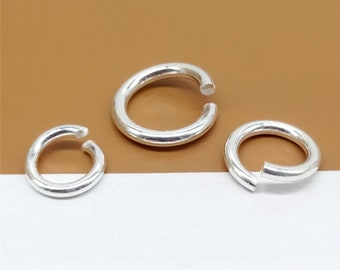5 anillos de salto abiertos de plata de ley de 1,5 mm, 2 mm de espesor, diámetro 8 mm, 10 mm, 12 mm, 14 mm, anillo de salto abierto de plata 925 para collar de pulsera