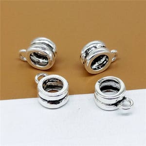8 Sterling Silver Bail Bead Charm, Sterling Bracelet Bead Charm, 925 Sterling Charm Beads, Sterling Bail Charm Beads 8mm x 5mm x 5mm