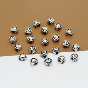 20 Sterling Silver Tiny Heart Beads 2-Sided, Love Heart Beads, 925 Silver Heart Beads, Love Beads, Valentine Beads