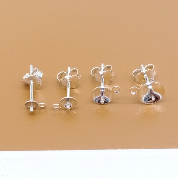 Silver earring posts shop and backs