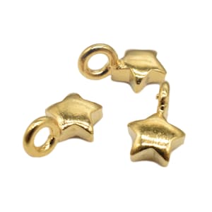 14K Gold Vermeil Style Small Star Charm, Karen Hill Tribe Silver Star Charm with One Micron 14K Gold Plated, Necklace Charm, Bracelet Charm
