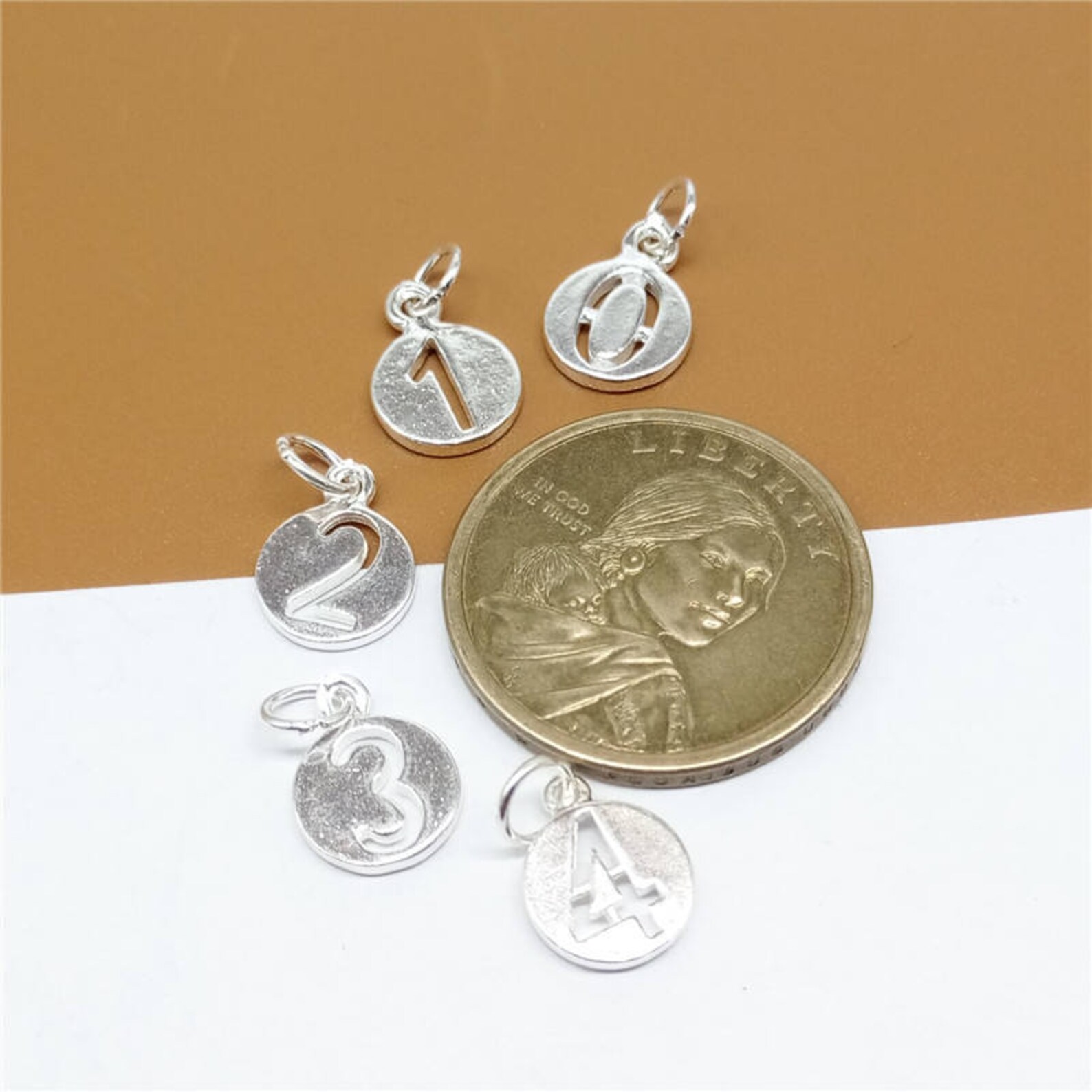 4 Sterling Silver Number Charms 925 Sterling Silver Number Etsy