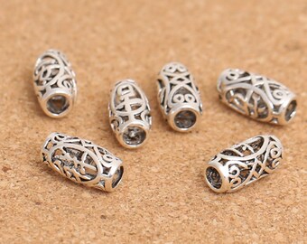 2 säkra och sunda pärlor i sterlingsilver, lyckobringande pärlor, kinesiska teckenpärlor, tunnpärla i sterlingsilver, tunnpärlor i 925 silver