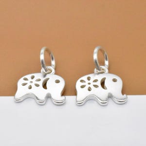 6 Sterling Silver  Daisy Elephant Charms, 925 Silver Elephant Charm, Small Flower Elephant Pendant, Necklace Charm, Bracelet Charm