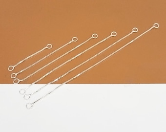 4 Sterling Silver Box Chain Ear Threads with Closed Jump Rings, 925 Silver Ear Threads, Ear Threader, Length 25mm 40mm 50mm 60mm 70mm 80mm