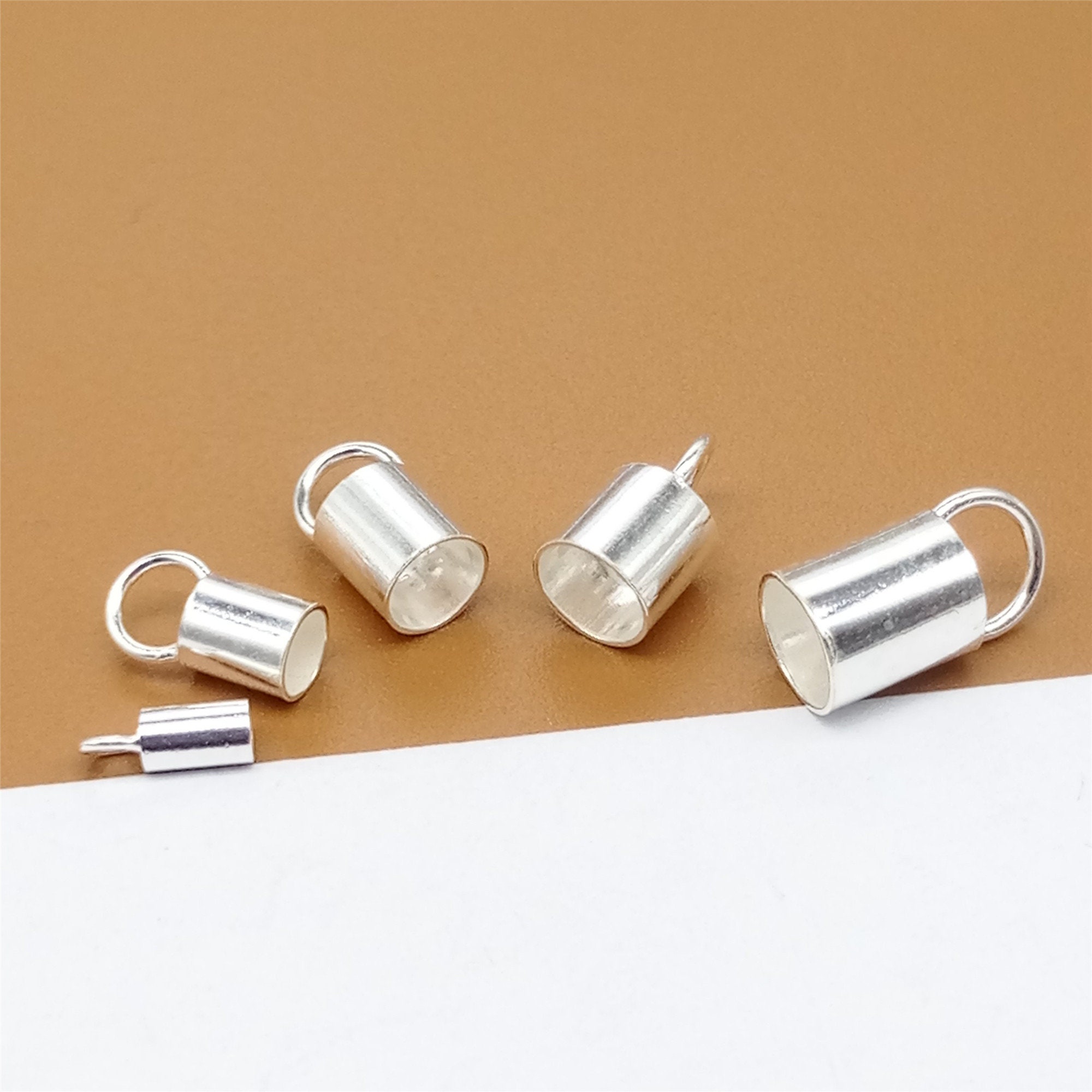 20 Sterling Silver Cord Ends 925 Silver Cord End Caps Etsy