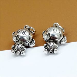 2 Sterling Silver Monkey Charms, Animal Charms, 925 Silver Monkey Charms for Bracelet Necklace