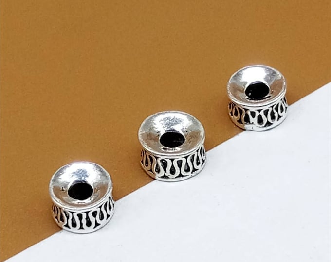 10 Sterling Silver Large Hole Bracelet Spacers 925 Silver Etsy