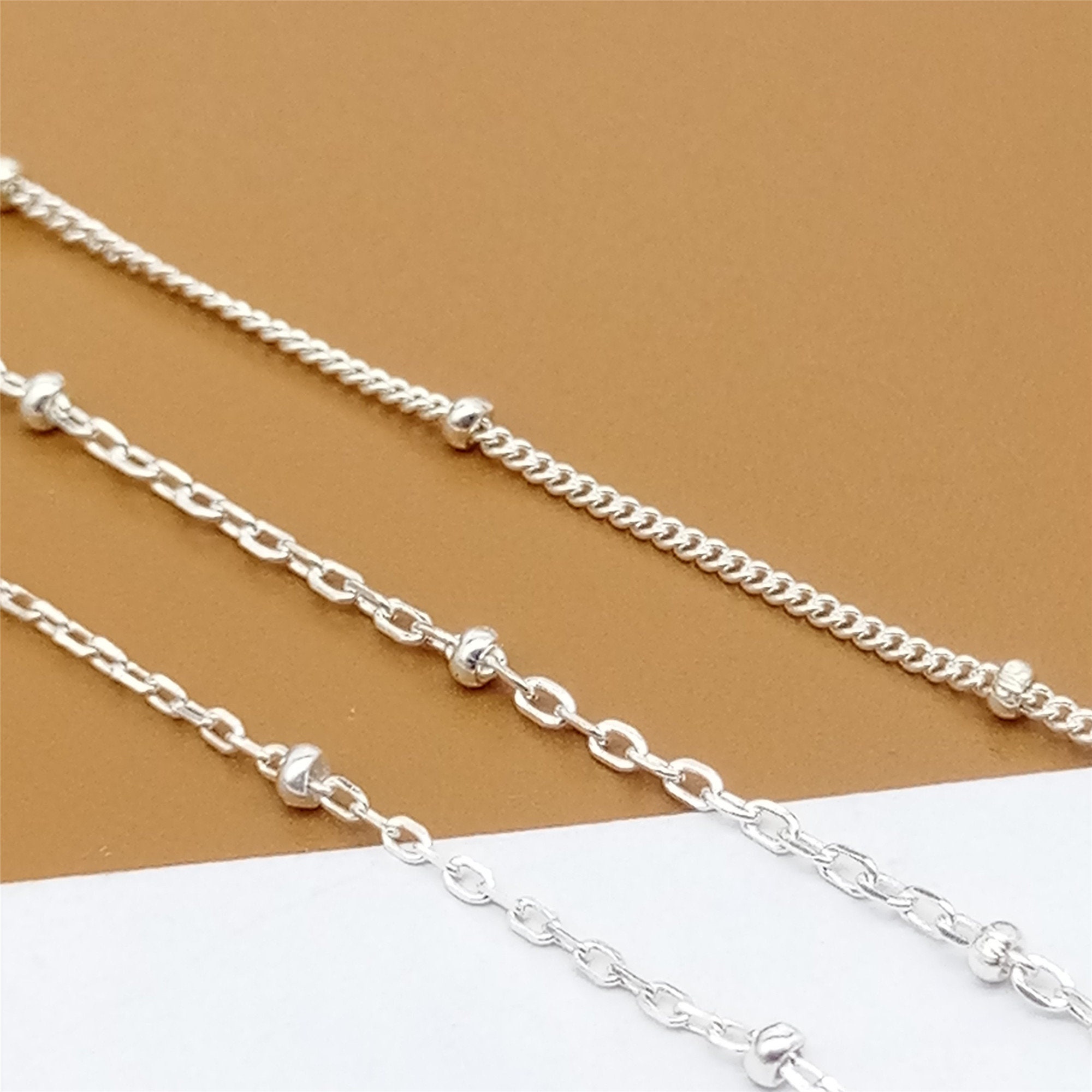 1pc/lot 50cm 925 Sterling Silver Link Chains Bulk Necklace Chain