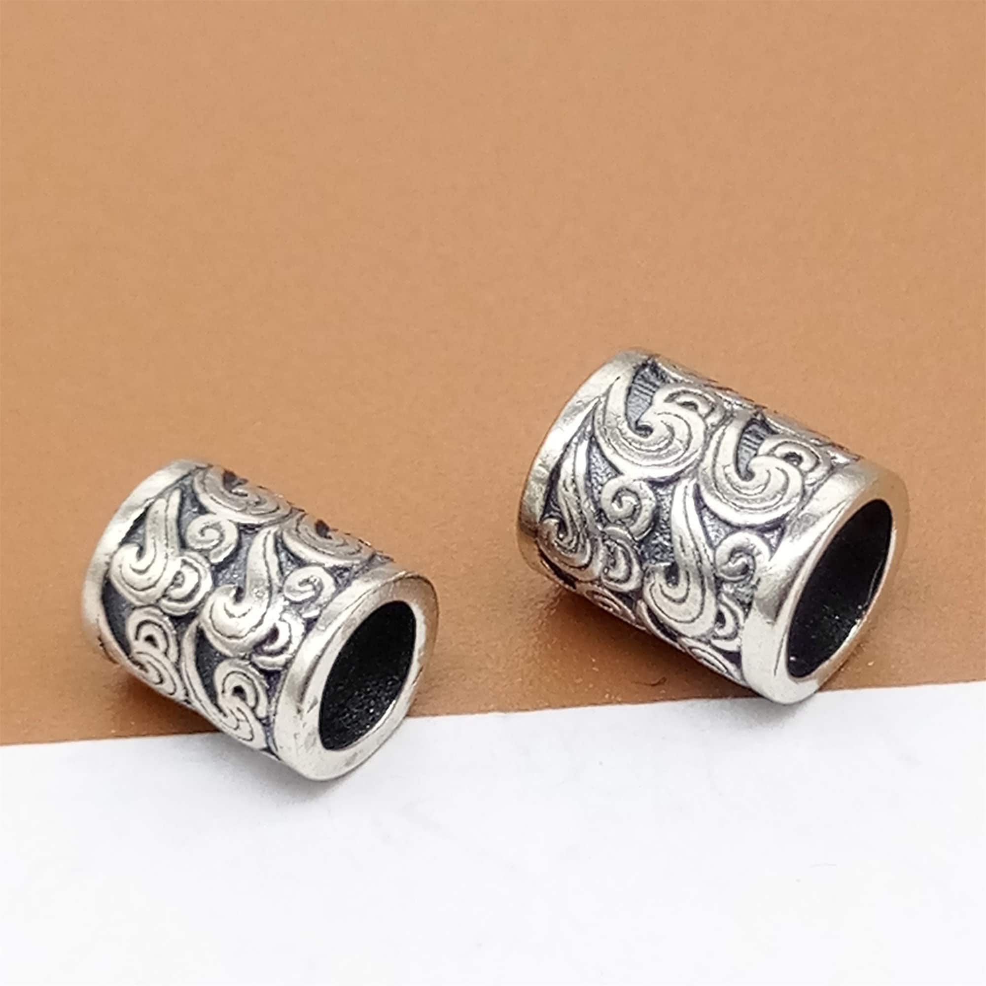 4 Sterling Silver Cloud Tube Beads, 925 Silver Barrel Bead, Cloud Bead, Spiral Tube Bead, Large Hole Bead, Necklace Bead, Bracelet Bead