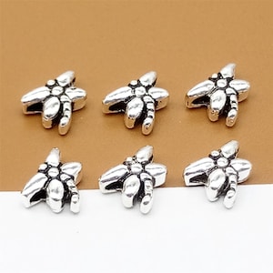 10 Sterling Silver Dragonfly Beads, 925 Silver Dragonfly Beads, Spacer Beads, Bracelet Bead, Necklace Bead