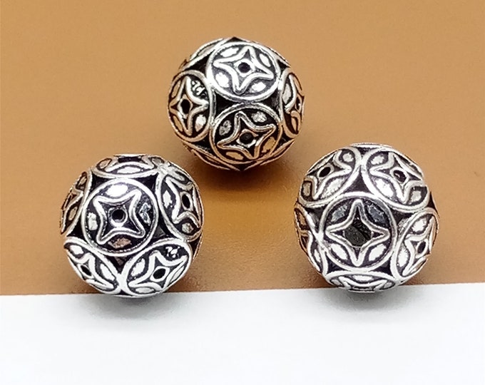 2 Sterling Silver Round Ball Beads 10mm, 925 Silver Round Bead