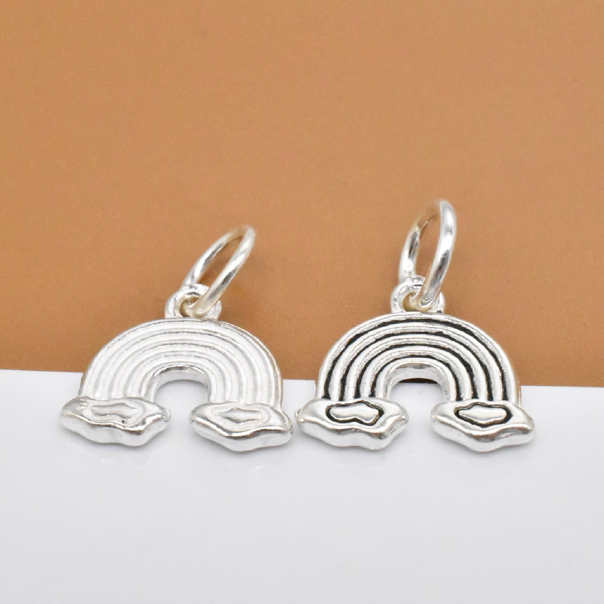 5 Sterling Silver Rainbow Charms 925 Silver Rainbow Charms - Etsy