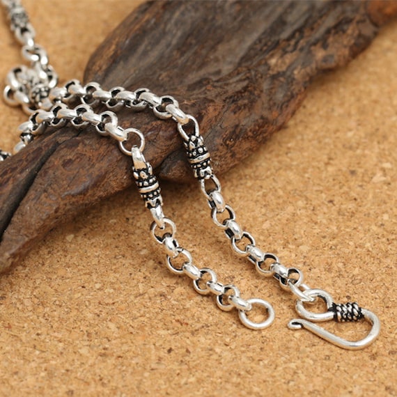 Sterling Silver 5mm Rolo Chain Necklace with Charm Ring, 18