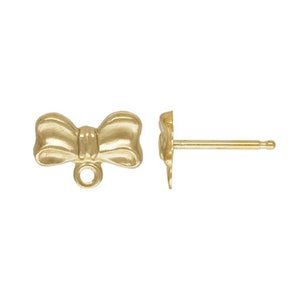 May include: Gold-toned bow earring with a loop for attaching a charm or pendant. The earring has a post back.