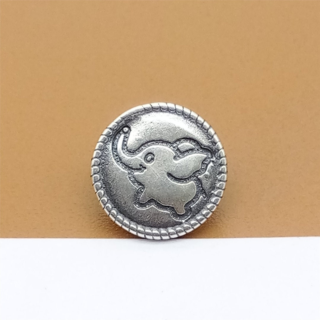 4 Sterling Silver Elephant Button Clasps 925 Silver Elephant Etsy