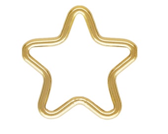 2 piezas de anillas de salto en forma de estrella rellenas de oro de 14 quilates, 10,5 mm y 15 mm, anilla de salto cerrada, anilla de salto cerrada, alambre de 0,89 mm, componentes de joyería rellena de oro