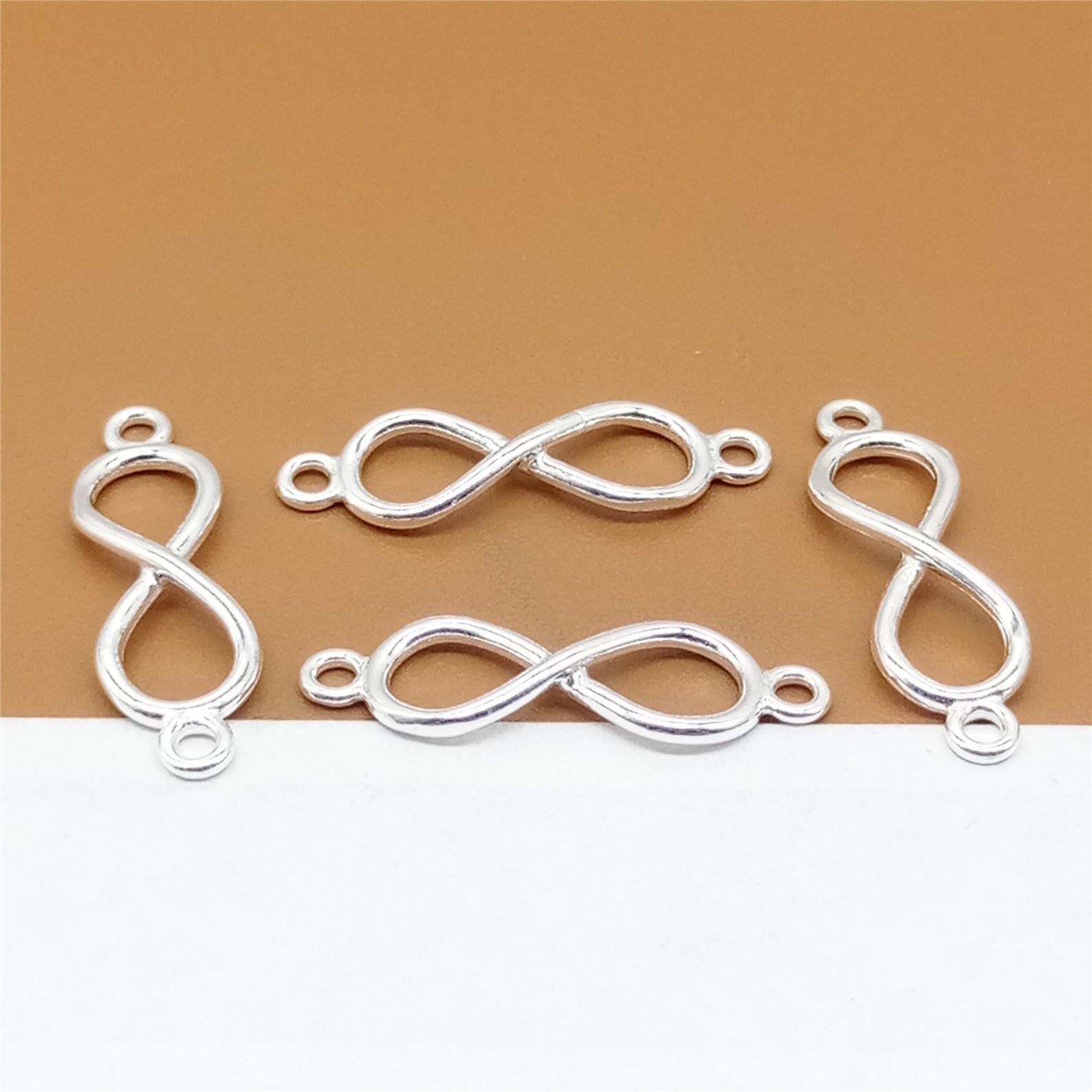 5 Sterling Silver Infinity Connector Charms, 925 Silver Infinity ...