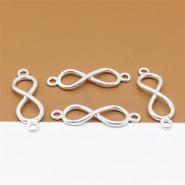 10 Sterling Silver Infinity Connector Charms, 925 Silver Infinity Connector for Bracelet