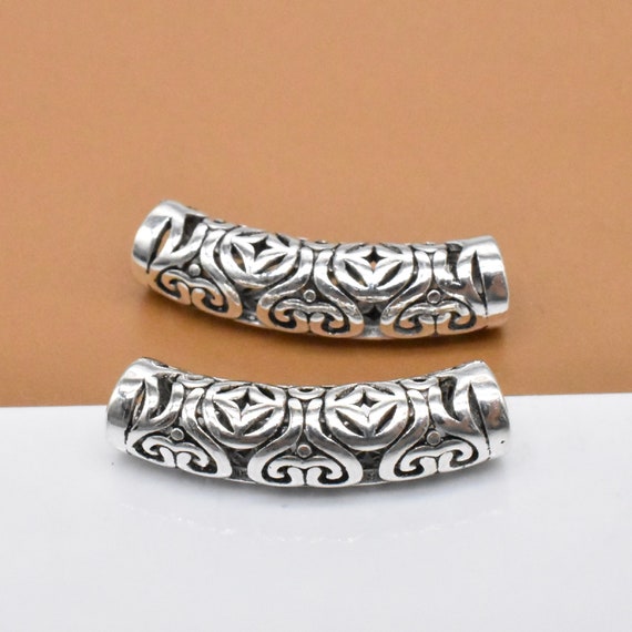 Curved Tube 925 Silver Tube Beads Spiral Tube Bead Shiny Tube Bead 4 Sterling Silver Coin Curved Tube Beads Coin Tube Bead