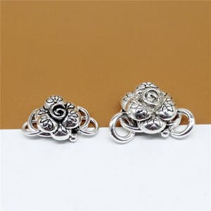 Sterling Silver Rose Connectors, 925 Sterling Silver Flower Connector, 925 Sterling Clasp Connector, Bracelet Connector