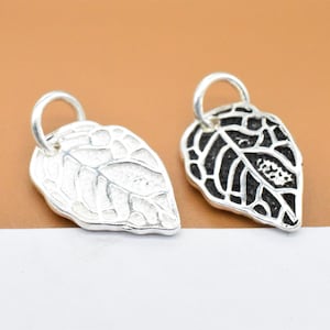 4 Sterling Silver Leaf Charms, 925 Silver Leaf Charms, Nature Charm, Tree Charm, Bracelet Charm, Necklace Charm