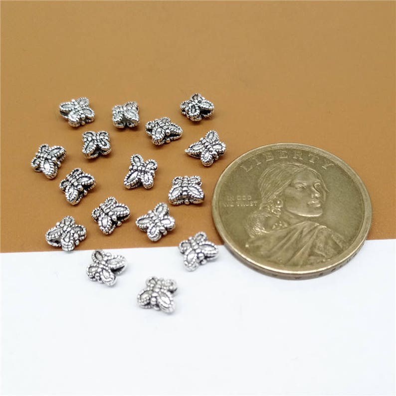 20 Sterling Silver Butterfly Beads Bulk Butterfly Bead 925 Etsy