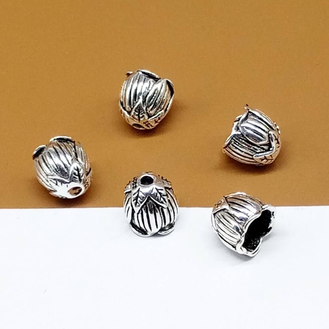 6 Sterling Silver Bead Caps Bead Cones Caps for Tassel 925 Etsy