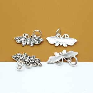 4 Sterling Silver Butterfly Charms,  925 Silver Butterfly Charms, Marcasite Butterfly Pendant, Garden Charm, Bracelet Charm, Necklace Charm