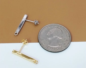 2 Orecchini A Perno In Argento Sterling Con Anello Chiuso, Orecchini A Perno In Argento 925 Placcato Rodio Con Chiusure, Orecchini A Perno Placcati Oro - Italia - Foto 5