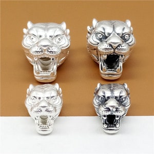 999 Fine Silver Tiger Bead 3D, Sterling Silver Tiger Bead 3D, Fine Silver Tiger Head Bead, The Bead Weight Is Light