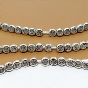 10 Karen Hill Tribe Silver Eye Imprint Triangle Beads, Higher Silver Content than Sterling Silver Eye Beads