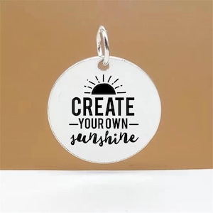 Sterling Silver Inspiration Charm Deep Engrave, Create Your Own Sunshine 925 Silver Personalized Disc Charm for Bracelet Necklace 15mm 0.59&quot;