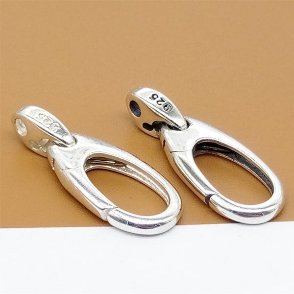 Sterling Silver Oval Push Clasp, 925 Silver Hinged Ring Clasp, Spring Gate Clasp, Push Gate Clasp, Bracelet Necklace Holder Clasp Connector