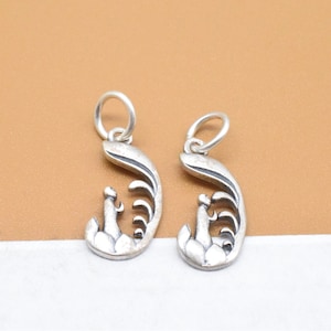 6 Sterling Silver Standing Buddha Charms, 925 Silver Thinking Buddha Charm, Buddhism Charm, Lotus Charm, Yoga Charm, Necklace Charm