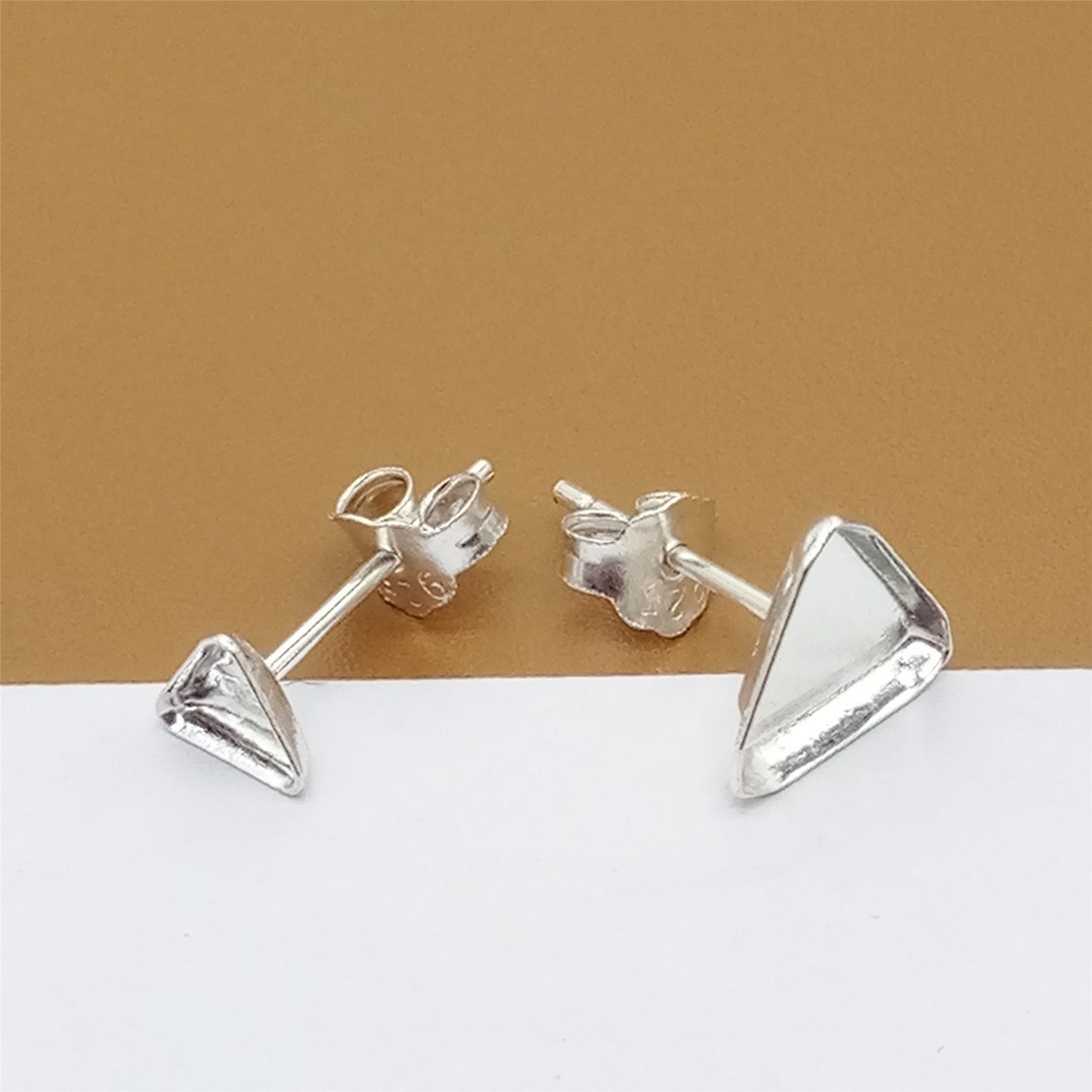4 Pairs Sterling Silver Earring Settings With Backs 925 Etsy