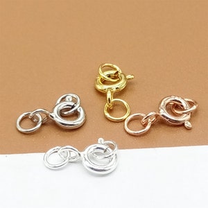 15 Sterling Silver Spring Ring Clasps w/ Closed Jump Rings, Gold Plated Spring Clasp, 925 Silver Spring Ring, Rhodium Plated Small Clasp 5mm