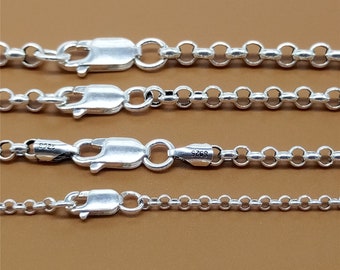 Chiusura a moschettone con catena Rolo in argento sterling, catena Belcher in argento 925, catena collana Rolo ossidata 2mm 3mm 3.5mm 4mm 18 20 22 24 26 28 30 32