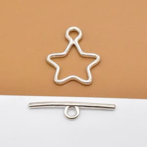 5 Sterling Silver Star Toggle Clasps, 925 Silver Toggle Clasps, Star Clasps, Celestial Clasp, Toggle Set, Bracelet Clasp, Necklace Clasp