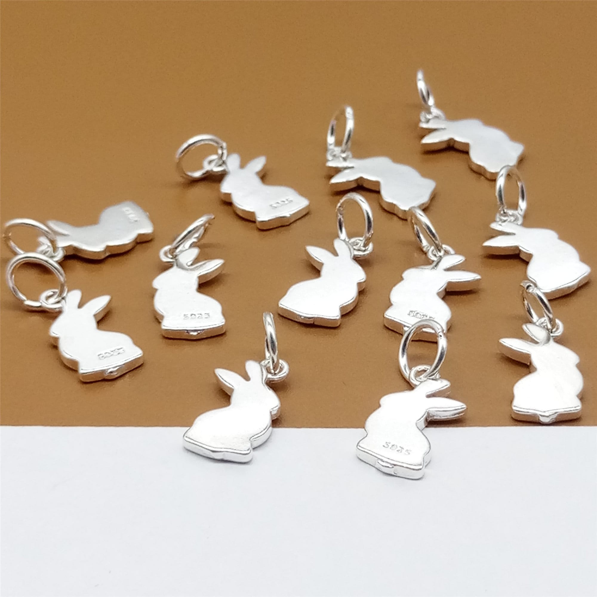 4 Sterling Silver Rabbit Charms, Bunny Charms, 925 Silver Rabbit Charms ...