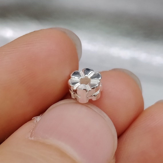 2 Perline In Argento Sterling 925 A Forma Di Rosa Con 3 Fori, Per Bracciali E Gioielli | Elementi Decorativi Per Bigiotteria, 16 Mm