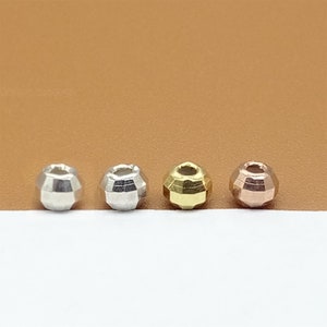 10 Sterling Silver Faceted Silicone Beads, 925 Silver Stopper Bead w/ Rhodium Plated, Gold Plated Diamond Cut Bead, Rose Gold Plated Bead