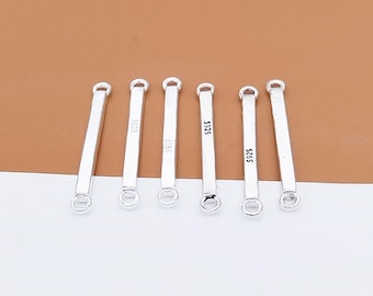 2 Sterling Silver Rectangle Bar Charms, 925 Silver Bar Connector Charm, Square Connector, Bracelet Connector, Necklace Connector