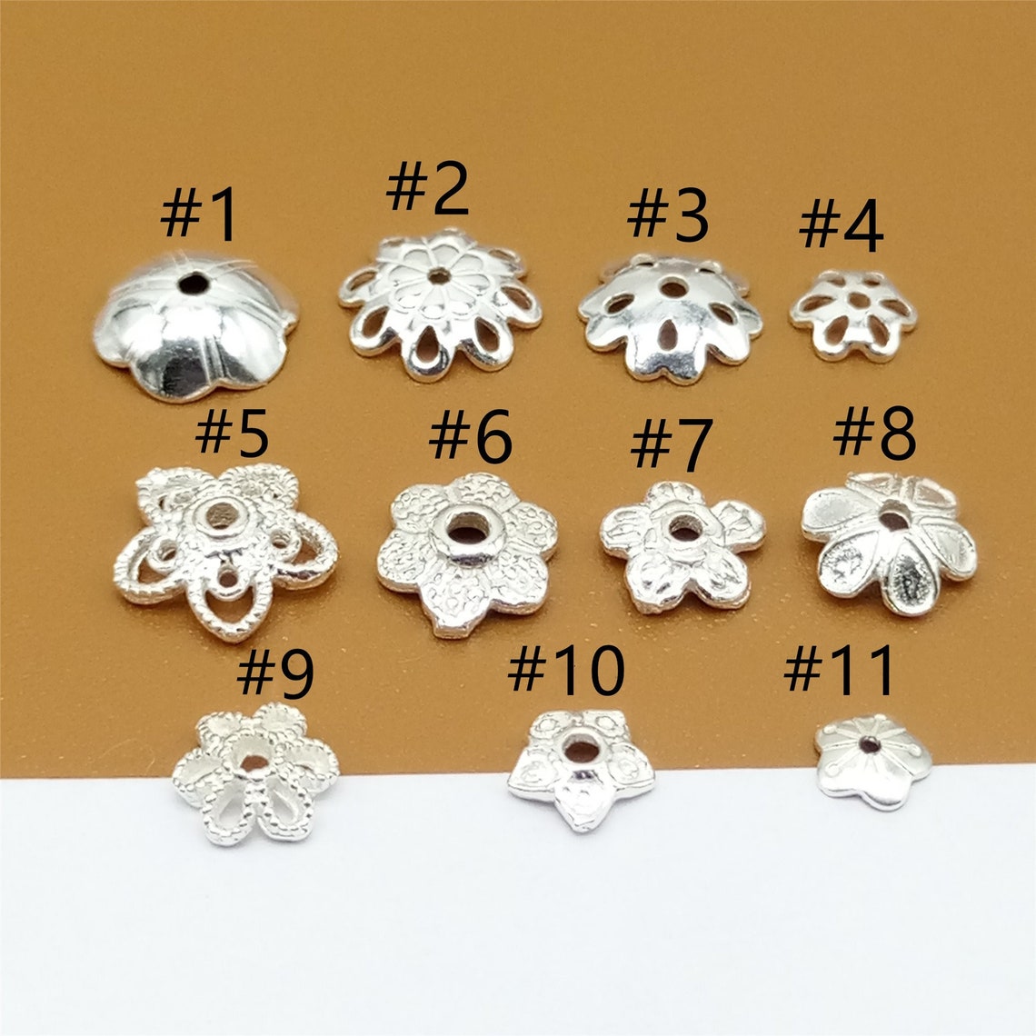 30 Sterling Silver Bead Caps 925 Stering Silver Flower Bead Etsy
