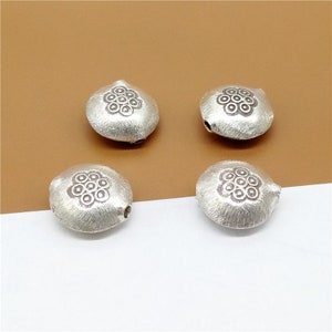 2 Thai Karen Hill Tribe Silver Beads with Flower Imprint, Higher Silver Content than Sterling Silver