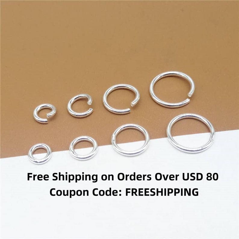 May include: Assortment of silver jump rings in various sizes. Free shipping on orders over USD 80. Coupon code: FREESHIPPING.